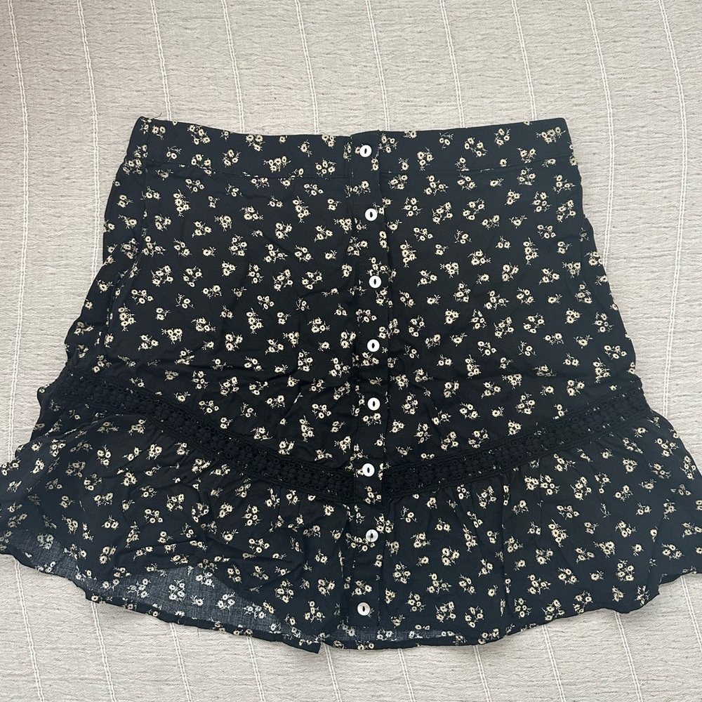 Lost + Wander Floral Button-Up Flair Skirt